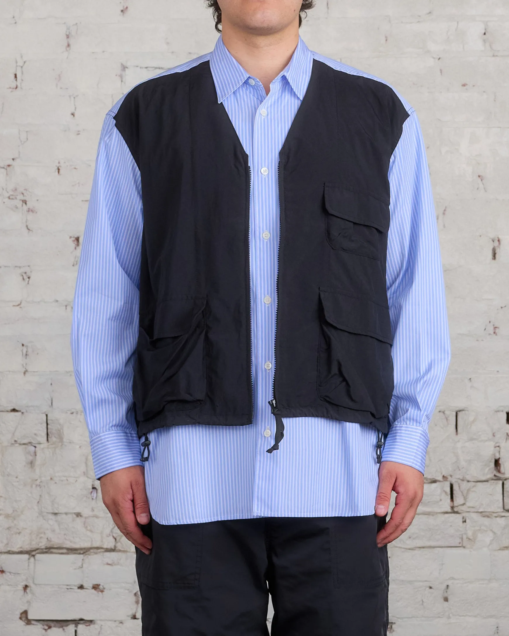 COMME des GARÇONS HOMME Cotton Stripe Nylon Tussah Button Cargo 