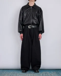 LaFrance Double Pleated Denim Black