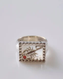 Maple Scorpio Signet Ring Silver 925 Zircon