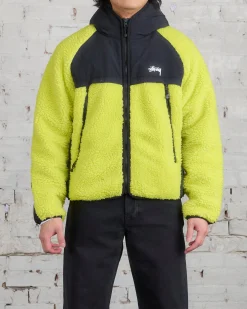 Stussy Sherpa Paneled Hooded Jacket Lime