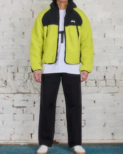 Stussy Sherpa Paneled Hooded Jacket Lime